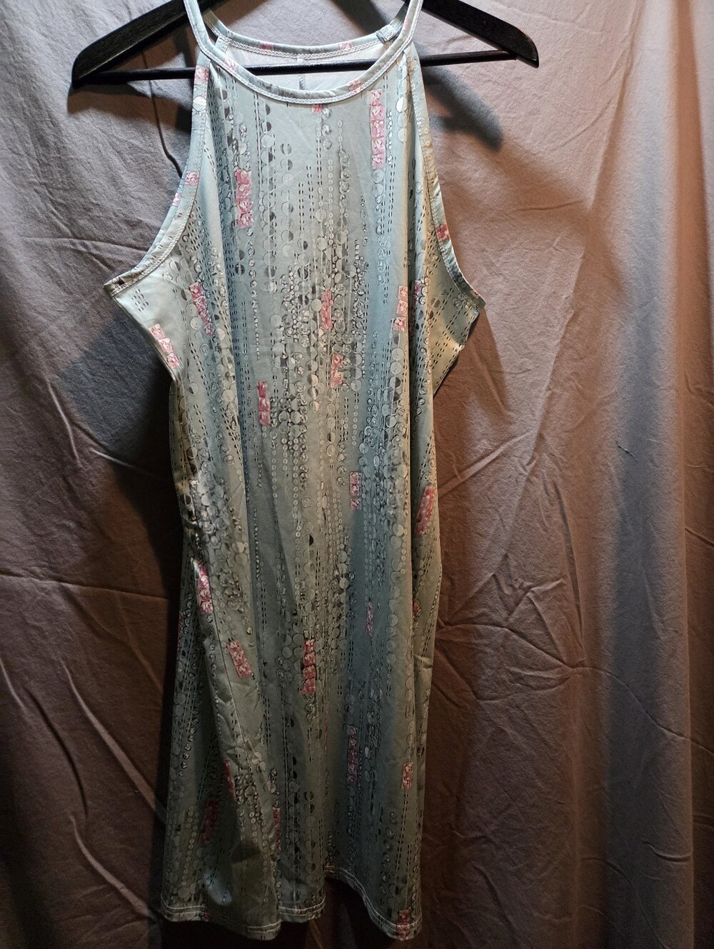 Light Blue Floral-Print Halter Womenโs Dress